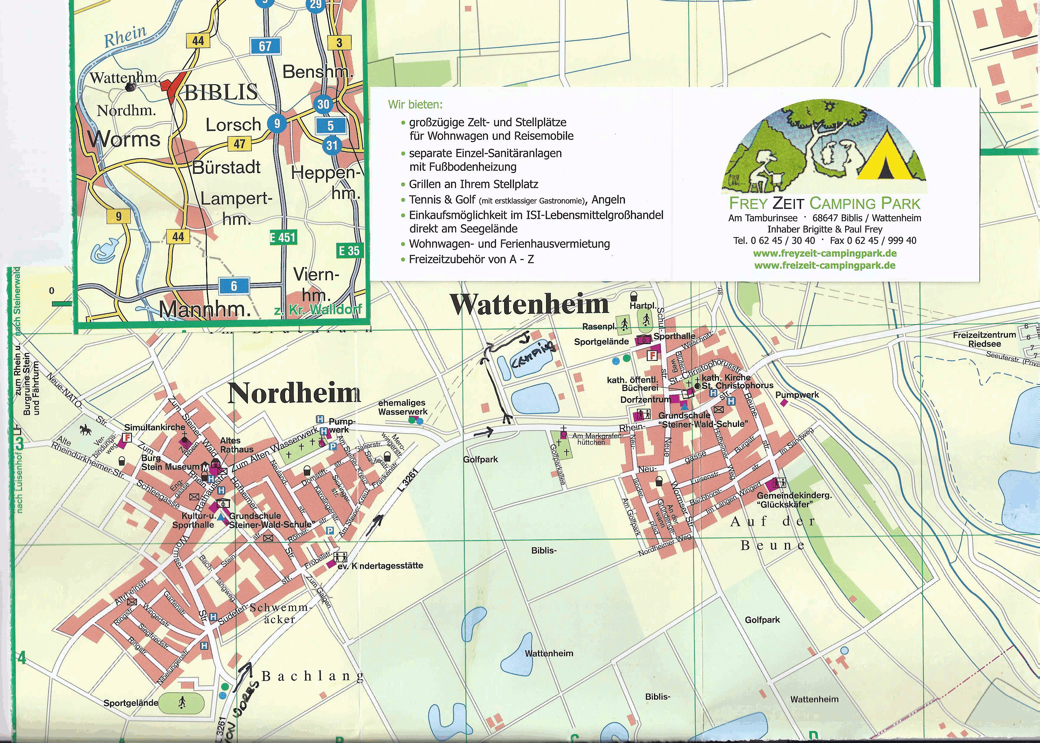 Karte rund um den Freyzeit Camping-Park